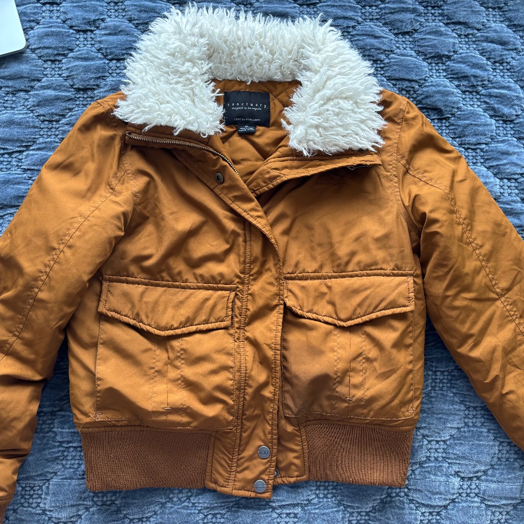 Sanctuary Aviator Flight Jacket With Faux Fur Collar